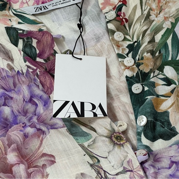 ZARA mini dress BELTED FLORAL button up dress or tunic top simply CHIC BOHO M - Picture 11 of 15